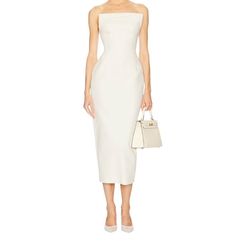 Helsa The S Curve Dress With Bow in Cream, Size S